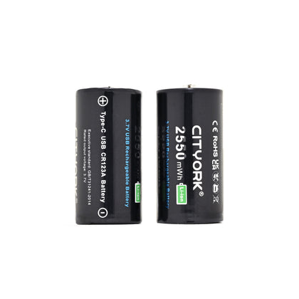 CITYORK CR123A Rechargeable Lithium Battery With USB Type-C Port