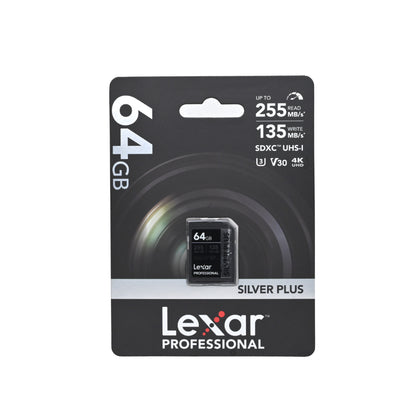 Lexar Professional SDXC UHS-I Card 64GB 255mbps Silver Plus