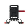 Fomito Metal V Lock Battery Mounting Plate with Dual 15mm Rod Clamps for Camera Rig Cage with 15mm Rail Rod