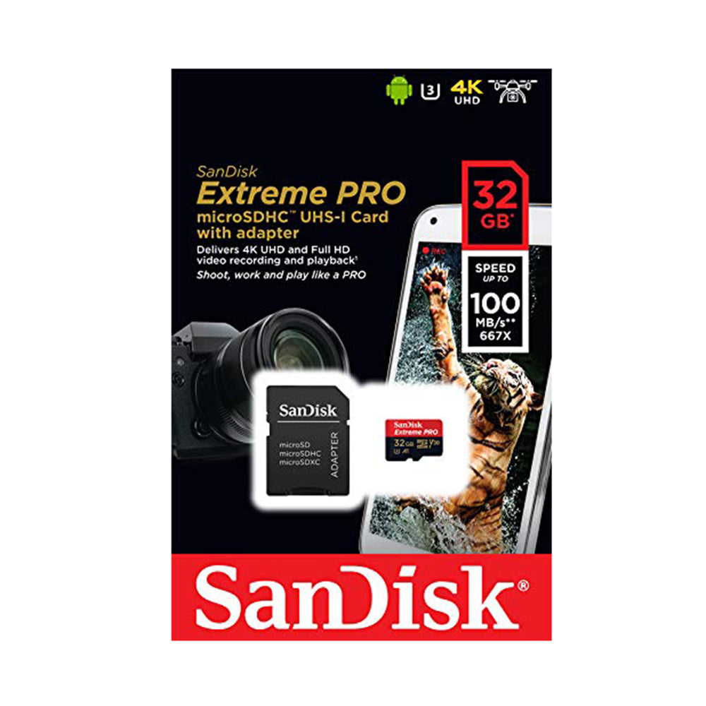Sandisk Extreme Pro MicroSDHC UHS-1 Card 32GB with Adapter (100mbps)